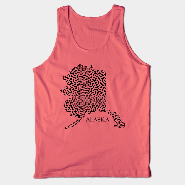 Alaska State Outline Maze & Labyrinth Tank Top by gorff